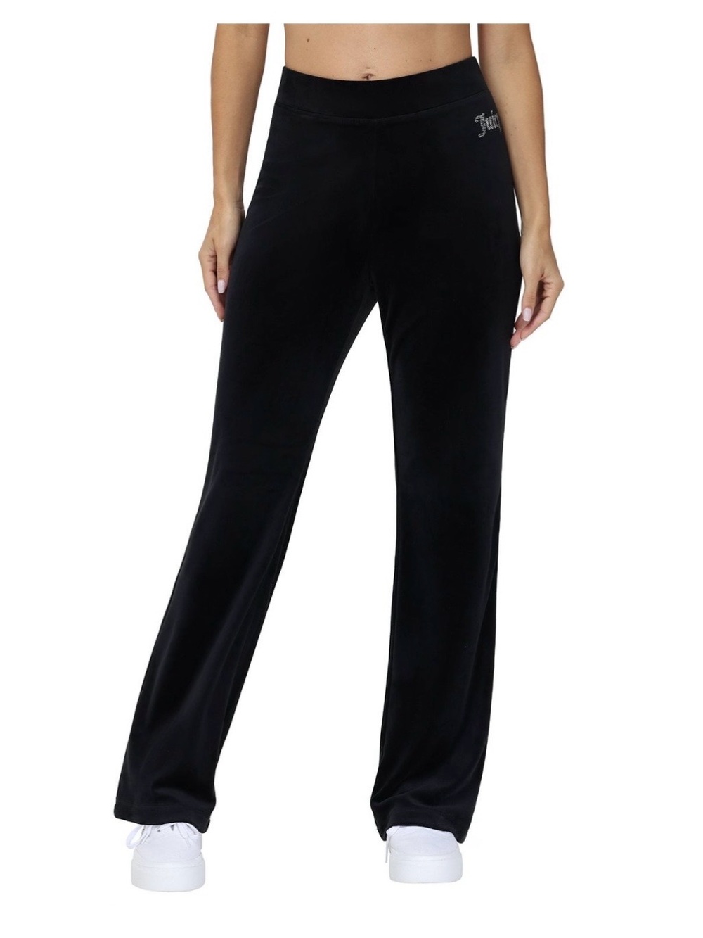 Juicy Couture Black Velour Wide-Leg Pants